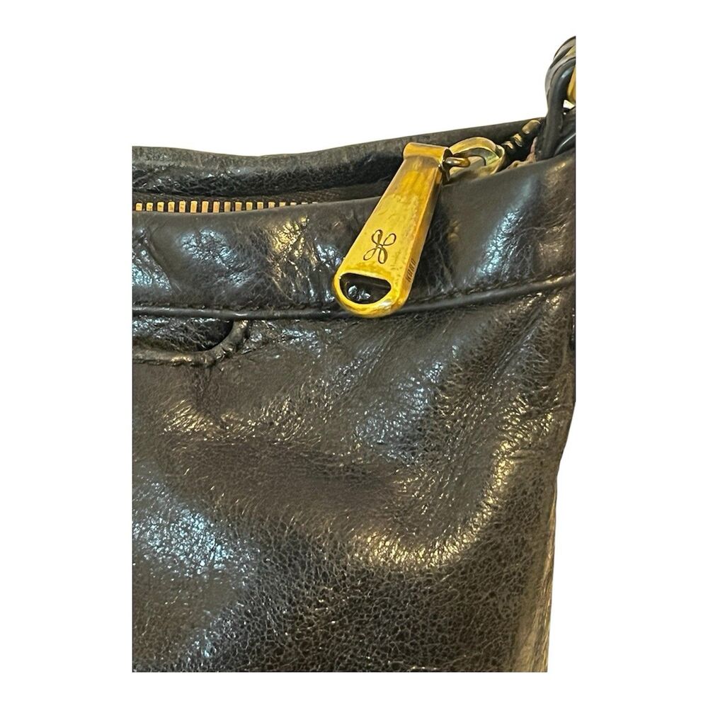 HOBO Black Leather Crossbody Bag Adjustable Strap Zip Top Organizer Purse - Picture 4 of 12
